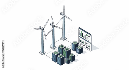 Wind turbines generating sustainable energy and financial growth.