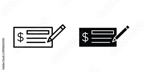 Money check icon design project. Editable clipart and line icons