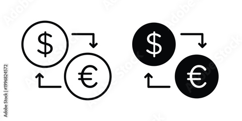 Money exchange icon design project. Editable clipart and line icons