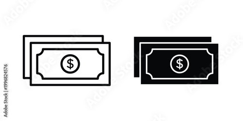Money icon design project. Editable clipart and line icons