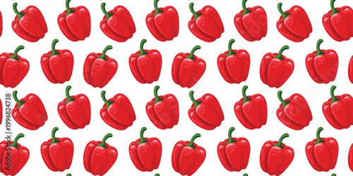 seamless red bell pepper pattern vector illustration white background
