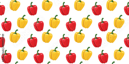 seamless yellow and red bell pepper pattern vector illustration white background