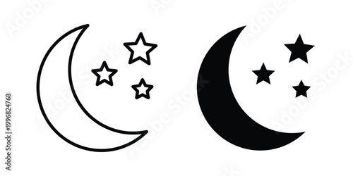 Moon stars icon design project. Editable clipart and line icons