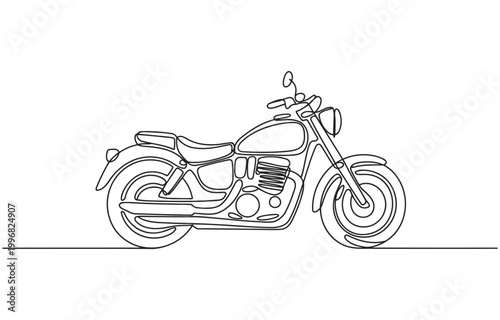 Vector illustration of a motorcycle in simple line style with single line freedom rider street bike cafe racer motorcycle transport roadster illustration minimalist silhouette transportation