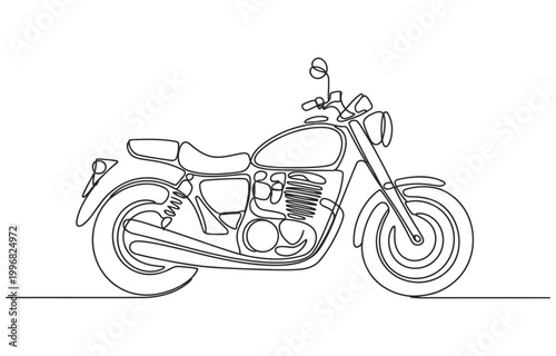 Simple line art illustration of a motorcycle with single line freedom rider street bike cafe racer motorcycle transport roadster illustration minimalist silhouette transportation automotive