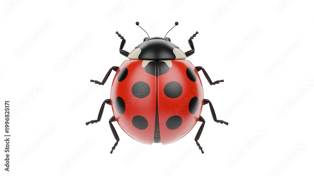 Fototapeta premium 3d illustration of a red ladybug with black spots isolated on transparent background