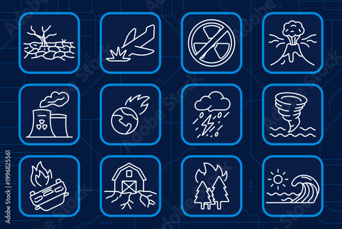 Cannabis set icon. Joint smoke, bong pipe, RIP tombstone leaf, greenhouse seedlings, potted plant, eye leaf, smoking pipe, capsule pill, marijuana leaf, edible bag, lighter flame, molecule structure