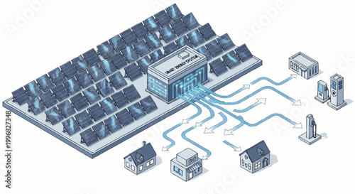 Solar power plant energy distribution system.