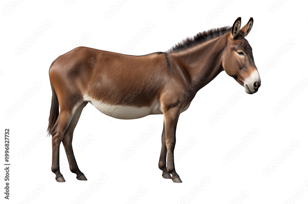 Obraz premium Brown standing donkey animal with transparent background