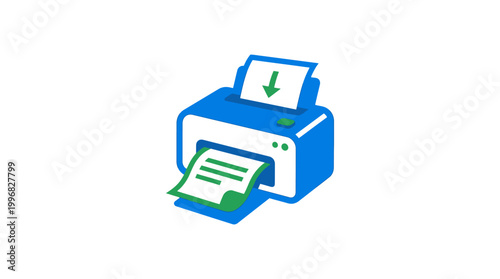 Printer with paper coming out.