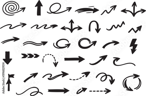 Creative Arrow Doodles Bundle Outline Sketch Transparent Background