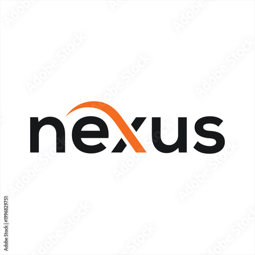 фотографія simple text nexus logo design, word nexus for swoosh logo symbol vector