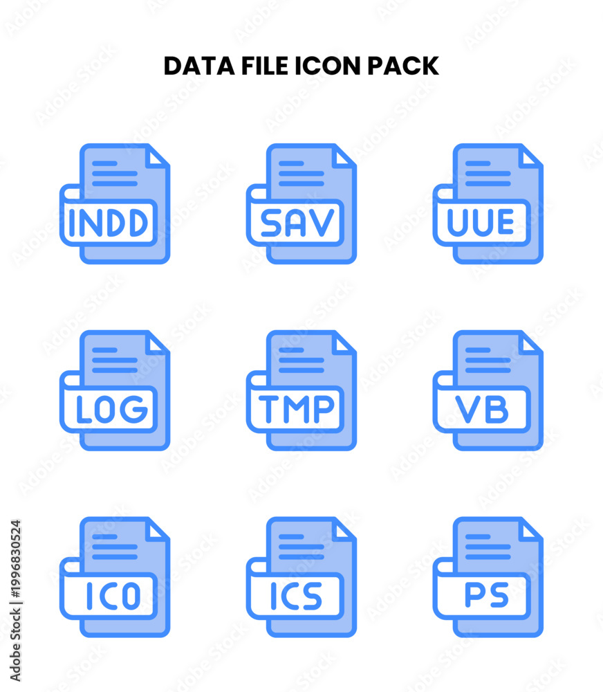 Fototapeta premium Data File Two Colour UI Icons Pack