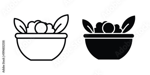 Salad icon design project. Editable clipart and line icons