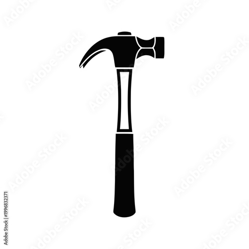 Black hammer tool for driving nails.