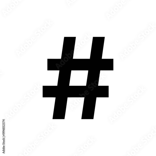 Black hash tag symbol icon.