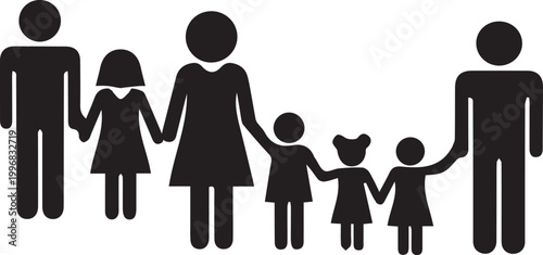 Family silhouette a depiction of a mother father and their children