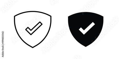 Shield check icon design project. Editable clipart and line icons