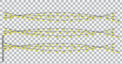 Set of yellow fairy light bulb strings.