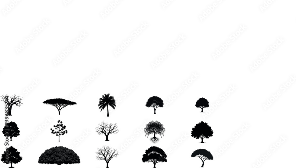 Fototapeta premium Assortment of tree silhouettes.