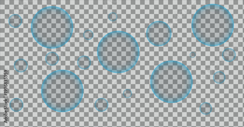 Transparent soap bubbles on checkered background.