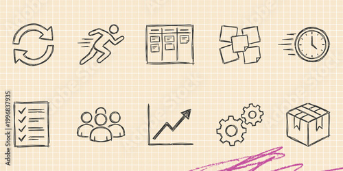 Black ink scribble doodle vector vintage hand drawn set of finance charts graphs and business data analytics