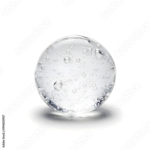 Hyaluronic Acid Gel Skin with Water Bubbles, Isolated on White