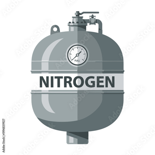 Industrial Nitrogen Gas Cylinder with Pressure Gauge and Valve Icon