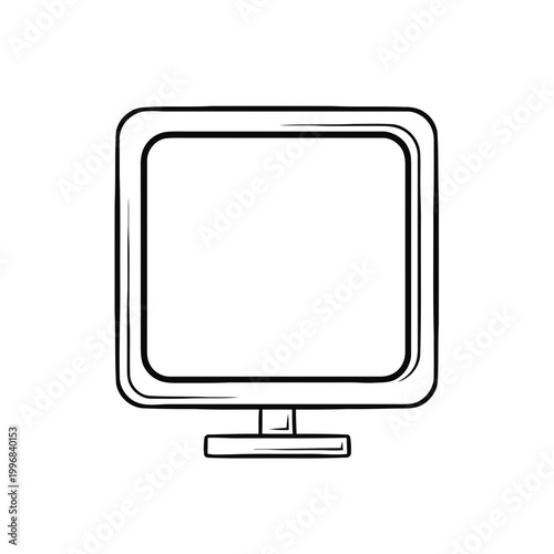 Computer monitor on a stand.