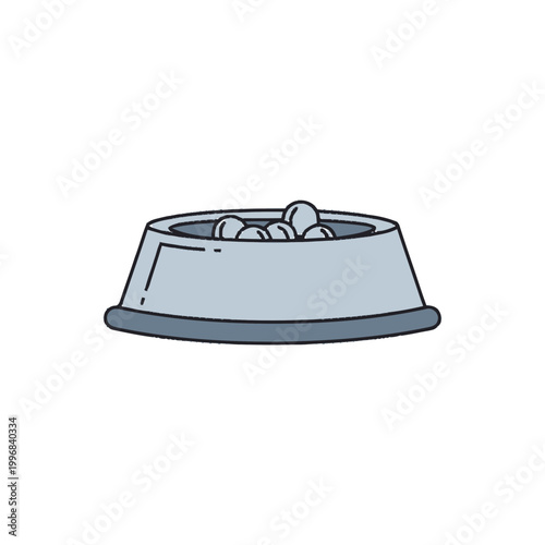 Dog Food Bowl with Kibble.