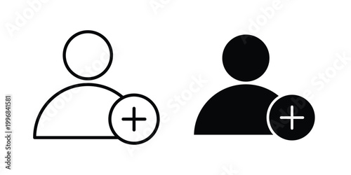 User add icon design project. Editable clipart and line icons
