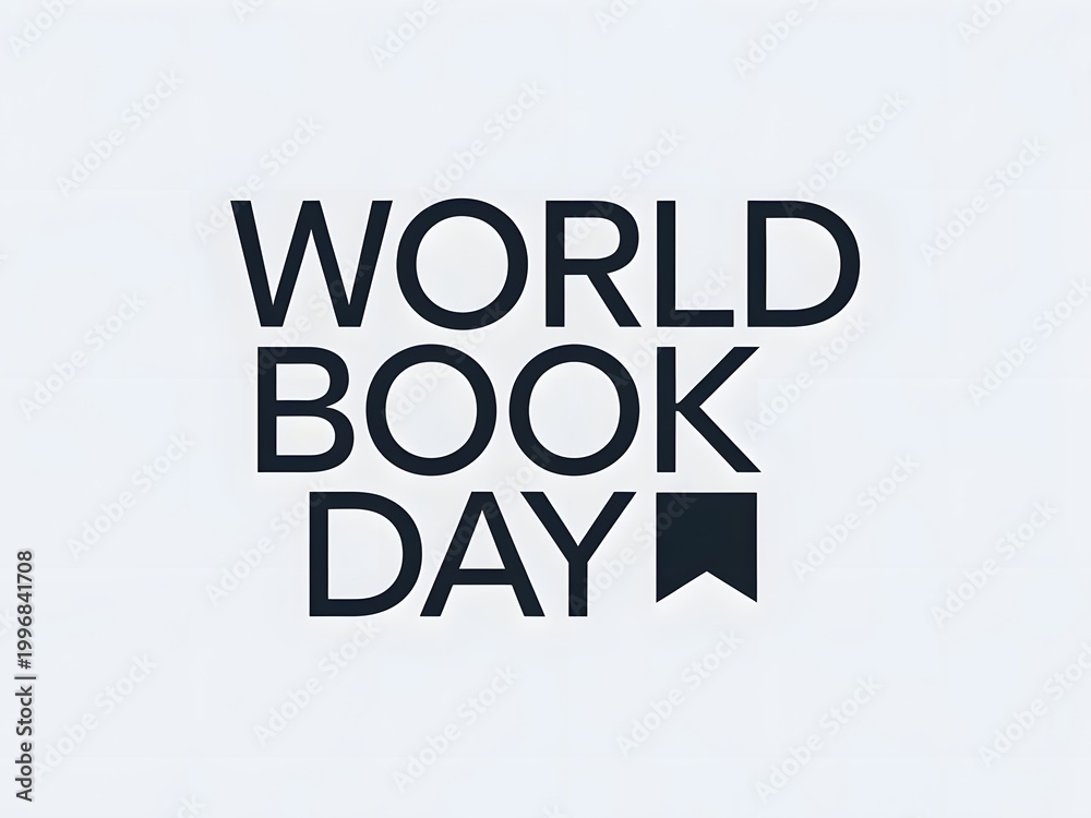 Fototapeta premium World Book Day Typography with Bookmark Icon
