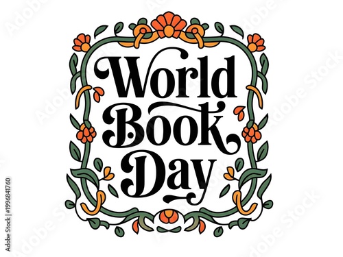 World Book Day Typography with Decorative Frame