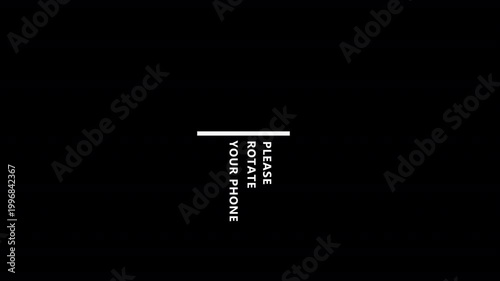 Please rotate your phone animation 4k video on black background, Turn you Smartphone and rotate device screen, Phone flip sign, Rotate device screen On Black Background