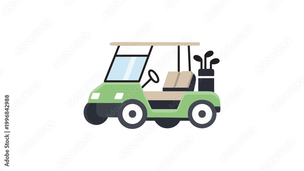Obraz premium Green Golf Cart Vector Icon with Editable Stroke, Modern Flat Illustration of a Small Electric Vehicle for Golfing and Leisure, Scalable Graphic for Sports Apps and Websites on White Background