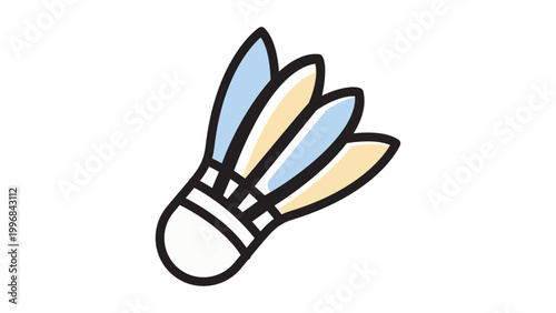 Obraz na plátně Modern Flat Badminton Shuttlecock Vector Icon with Blue and Yellow Feathers and Editable Stroke