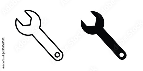 Wrench icon design project. Editable clipart and line icons