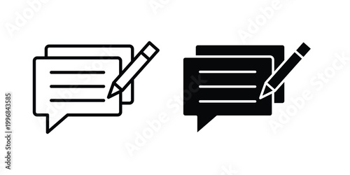 Write comment icon design project. Editable clipart and line icons