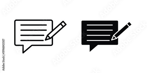 Writing feedback icon design project. Editable clipart and line icons