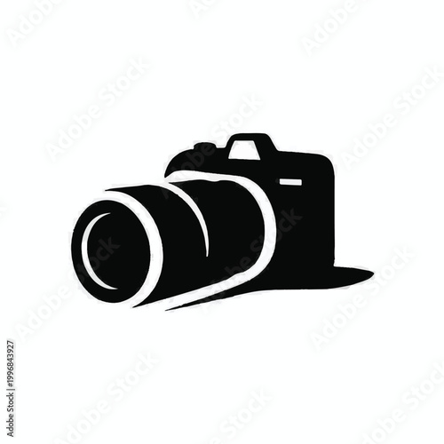 Stylized Black Camera Silhouette with Lens photography