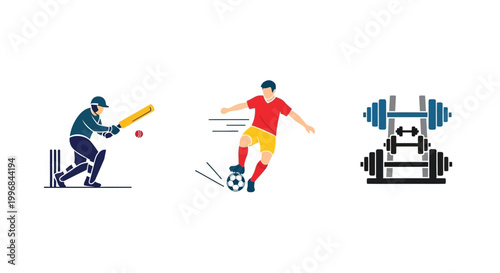 Sport Activity Icons Set Running Fitness Gym Training