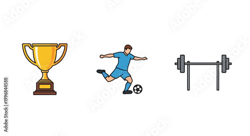 Sport Training Icons Set Fitness Gym Running Equipment