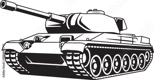 Aggressive tank battle vehicle in dark silhouette.