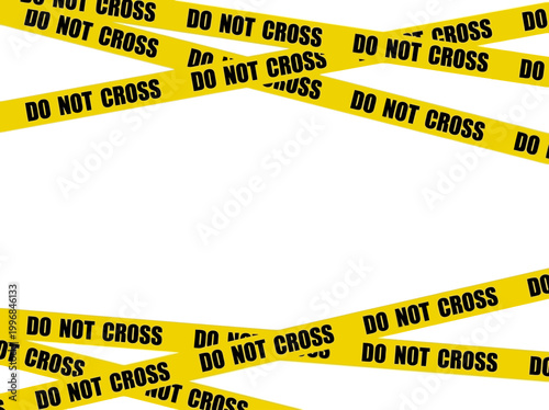 Yellow caution tape vector art with 'DO NOT CROSS' text, creating a graphic border for crime scene or security illustrations