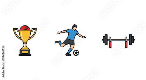 Simple Sport Equipment Icons Set Football Cricket Tennis Basketball