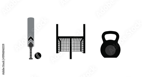Minimal Flat Sport Icons Set Basketball Football Cricket Tennis Vector Collection