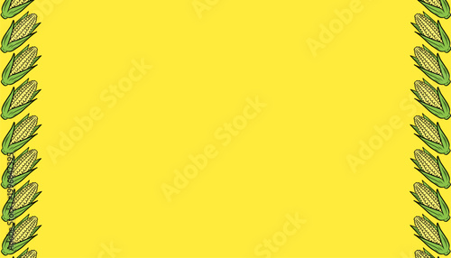 Doodle Corn Background. Handdrawn Maize Cob Illustration. Farm Fresh Yellow Background for Packaging Textile Design