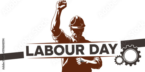 labour day worker silhouette with raised fist