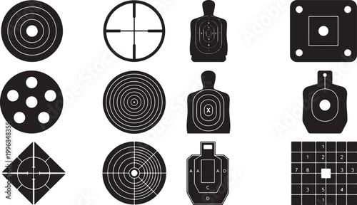 Black and white of musical instruments, audio equipment, and symbols