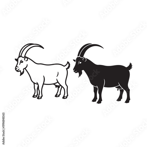 Goat vector icon lineout and outline icon vector illustration